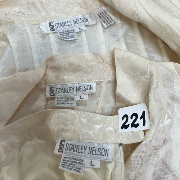 Vintage Stanley Nelson Pure Silk 3 Piece Skirt Suit Size Large - Picture 2 of 16